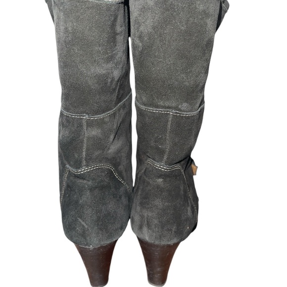 Sofft Women's Boots Size 8M Black Leather and Dyed Shearling Lamb Cone Heel - Picture 6 of 12